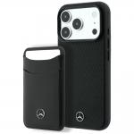 Set 2-in-1 Mercedes, Husa Mercedes Grill Pattern cu MagSafe + portofel magnetic, compatibil cu iPhone 18 Pro / 17 Pro, Negru 2 - lerato.ro