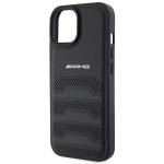 Carcasa Mercedes-Benz AMG Leather Debossed Lines compatibila cu iPhone 15 Plus Black 8 - lerato.ro