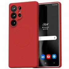 Carcasa Mercury Goospery Semi-Silicone cu MagSafe compatibila cu Samsung Galaxy S25 Ultra, Rosu