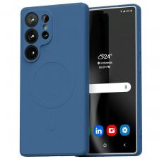 Carcasa Mercury Goospery Semi-Silicone cu MagSafe compatibila cu Samsung Galaxy S25 Ultra, Albastru