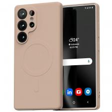 Carcasa Mercury Goospery Semi-Silicone cu MagSafe compatibila cu Samsung Galaxy S25 Ultra, Pink Sand