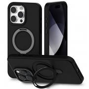 Carcasa Mercury Silicone Stand cu MagSafe compatibila cu iPhone 15 Plus, Negru