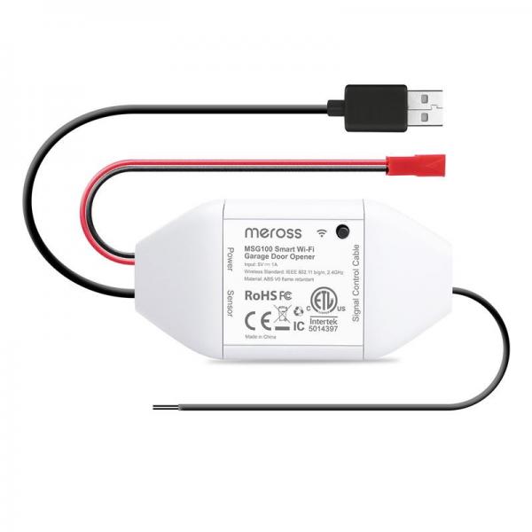 Kit Smart Meross pentru control usa garaj, actionare electrica, WiFi, Compatibil cu Apple HomeKit, Alb
