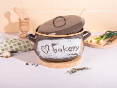 Oala din email cu capac Metalac Bakery, 22cm, 5.3l, Graphics