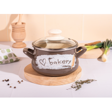 Oala din email cu capac din sticla Metalac Bakery, 14cm, 1.65l, Graphics