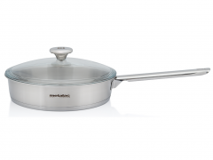 Tigaie cu capac din sticla Metalac Santino, Inox, 24cm, 2.4l, Argintiu