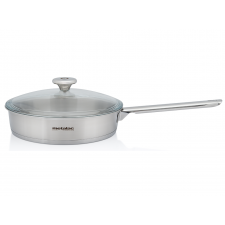 Tigai si seturi, Tigaie cu capac din sticla Metalac Santino, Inox, 24cm, 2.4l, Argintiu, lerato.ro