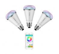 Set 3 becuri Smart LED MiPow Playbulb Rainbow, RGB, Bluetooth 4.0, 5W, 280 lm, E26 / E27, Control aplicatie, Alb
