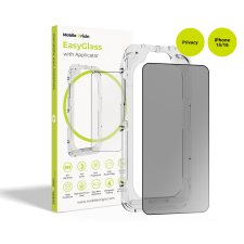Folie sticla securizata Mobile Origin EasyGlass Privacy, Kit montare inclus, compatibila cu iPhone 15 / 16, Negru