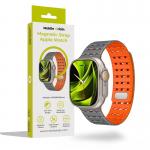 Curea magnetica Mobile Origin compatibila cu Apple Watch 49 / 46 / 45 / 44 / 42 mm, Gri / Portocaliu 3 - lerato.ro