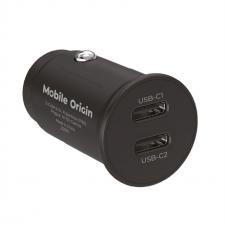 Accesorii auto, Incarcator auto Mobile Origin CA20, 2xUSB-C, 15W, Negru, lerato.ro