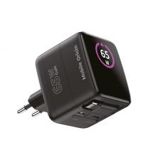 Incarcator retea Mobile Origin GaN Display Charger PW3, 65W, 3A, 2x USB-C, 1x USB-A, Fast Charging, Negru