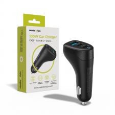 Accesorii auto, Incarcator auto Mobile Origin CA25, 1xUSB-A, 2xUSB-C, 100W, 3A, Quick Charging, Negru, lerato.ro