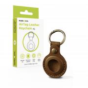 Husa de protectie Mobile Origin AirTag Leather Keychain A6 compatibila cu Apple AirTag, Midnight Brown