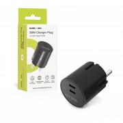 Incarcator retea Mobile Origin GaN, 30W, 2x USB-C, Fast Charging, Negru