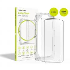 Set 2 folii sticla securizata Mobile Origin EasyGlass, Kit montare inclus, compatibile cu iPhone 15 Pro, Transparent
