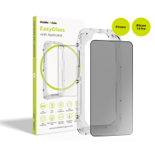 Folie sticla securizata Mobile Origin EasyGlass Privacy compatibila cu iPhone 15 Pro, Kit montare inclus, Negru