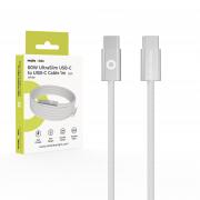 Cablu pentru incarcare si transfer de date Mobile Origin CB11 Ultra-Slim, 2x USB-C, 60W, 480Mbps, 1m, Alb