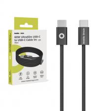 Cablu pentru incarcare si transfer de date Mobile Origin CB11 Ultra-Slim, 2x USB-C, 60W, 480Mbps, 1m, Negru