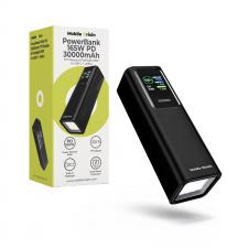 Baterie externa portabila Mobile Origin PB17, 30000 mAh, 165W, 2x USB-C, 1x USB-A, Afisaj, Lanterna integrata, Negru