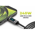 Cablu pentru incarcare si transfer de date Mobile Origin CB18, 2x USB-C, 240W, 5A, 80Gbps, 8K / 60Hz, Afisaj LED, Lungime 1.5m, Negru 13 - lerato.ro