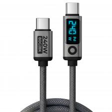 Cablu pentru incarcare si transfer de date Mobile Origin CB18, 2x USB-C, 240W, 5A, 80Gbps, 8K / 60Hz, Afisaj LED, Lungime 1.5m, Negru