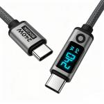 Cablu pentru incarcare si transfer de date Mobile Origin CB18, 2x USB-C, 240W, 5A, 80Gbps, 8K / 60Hz, Afisaj LED, Lungime 1.5m, Negru 8 - lerato.ro