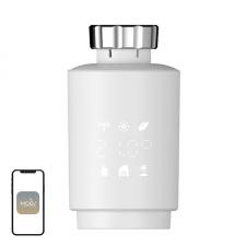 Cap Termostat Smart MOES TV02, Compatibil ZigBee, Control prin Tuya Smart, Control Vocal, Ecran LCD, Alb