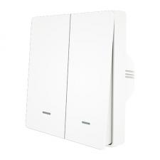 Intrerupator Smart MOES ZS-B-EU2, 2 canale, Compatibil ZigBee, Control aplicatie / vocal, Alb