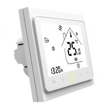 Termostat Smart MOES BHT-002 pentru incalzire electrica, Senzor Temperatura / Umiditate, Display LCD, WiFi, Alb