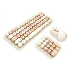 Kit tastatura si mouse MOFII iBean Max, Wireless, 2.4G, 1200 DPI, USB, Crem