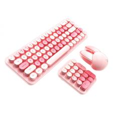 Kit tastatura si mouse MOFII iBean Max, Wireless, 2.4G, 1200 DPI, USB, Roz