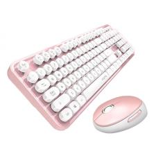 Kit tastatura si mouse MOFII Sweet, Wireless, 2.4G, 1600 DPI, Roz/Alb