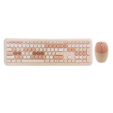 Kit tastatura si mouse wireless MOFII 666, 112 taste, 3 butoane, 1200 dpi, Bej