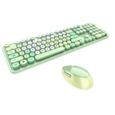 Kit tastatura si mouse wireless MOFII Sweet, 104 taste, 4 butoane, 800-1200-1600 dpi, Verde
