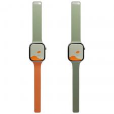 Curea Moft Sport compatibila cu Apple Watch 10 / 11 / 12, 46mm, Verde / Portocaliu