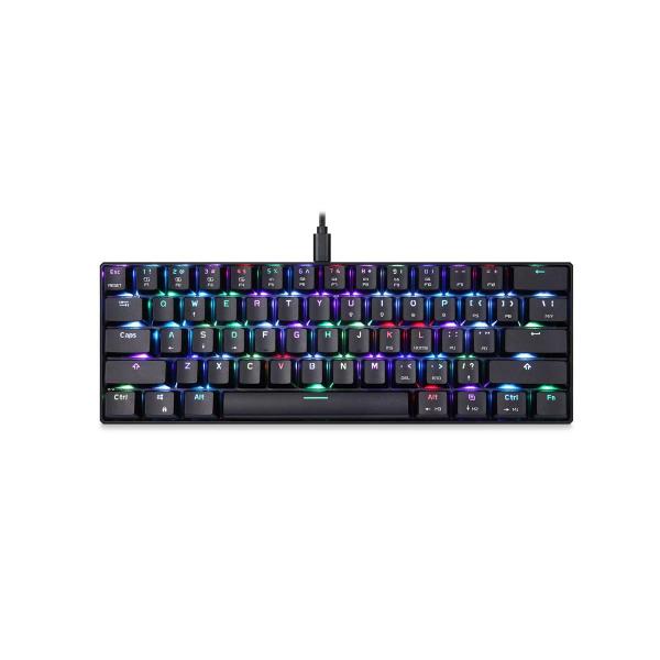 Tastatura gaming mecanica Motospeed CK61 cu fir de 1.5m, conexiune USB, iluminat RGB, Switch-uri Outemu Blue, Negru 1 - lerato.ro