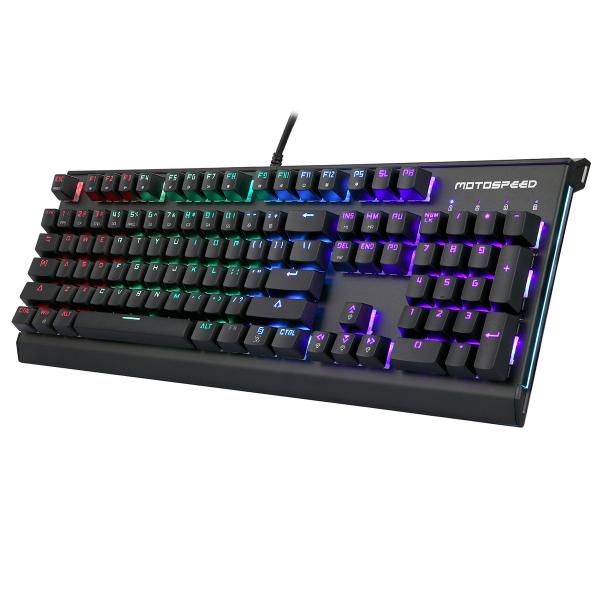 Tastatura gaming mecanica Motospeed CK76 cu fir de 1.8m, conexiune USB, iluminat RGB, Switch-uri Blue, Negru 1 - lerato.ro