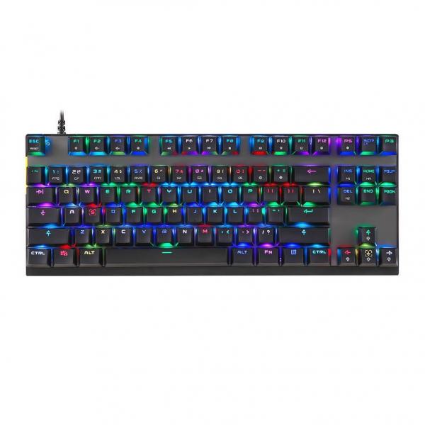 Tastatura gaming mecanica Motospeed K82 cu fir de 1.5m, conexiune USB, iluminat RGB, Switch-uri Red, Negru