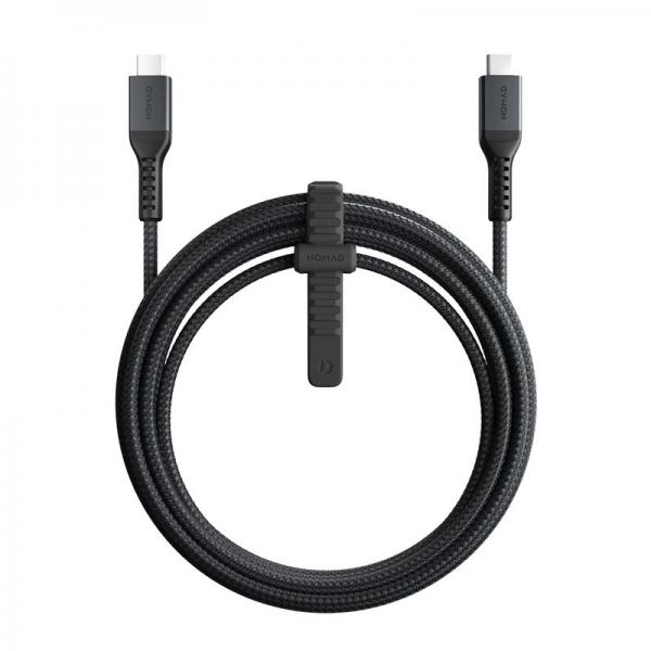 Cablu pentru incarcare si transfer de date NOMAD Kevlar, 2x USB Type-C, 100W, 3m, Negru