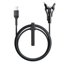 Cablu pentru incarcare si transfer de date 3 in 1 NOMAD Kevlar, USB - USB Type-C/Lightning/Micro-USB, 1.5m, Negru