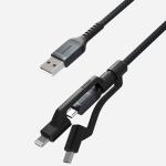 Cablu pentru incarcare si transfer de date 3 in 1 NOMAD Kevlar USB Type-C/Lightning/Micro-USB 30cm Negru