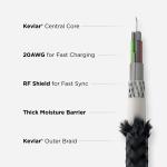 Cablu pentru incarcare si transfer de date 3 in 1 NOMAD Kevlar USB Type-C/Lightning/Micro-USB 30cm Negru 3 - lerato.ro