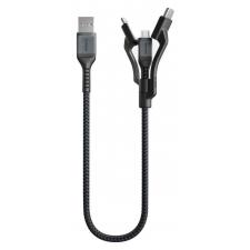 Cablu pentru incarcare si transfer de date 3 in 1 NOMAD Kevlar USB Type-C/Lightning/Micro-USB 30cm Negru