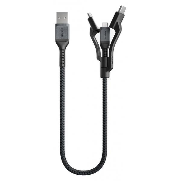 Cablu pentru incarcare si transfer de date 3 in 1 NOMAD Kevlar USB Type-C/Lightning/Micro-USB 30cm Negru 1 - lerato.ro