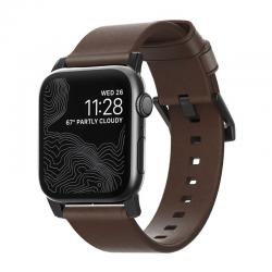 Curea din piele naturala NOMAD Leather Strap compatibila cu Apple Watch 4/5/6/7/8/SE/Ultra 42/44/45/49mm Brown/Black