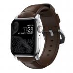 Curea din piele naturala NOMAD Traditional Band compatibila cu Apple Watch 4/5/6/7/8/SE/Ultra 42/44/45/49mm Brown/Silver 2 - lerato.ro