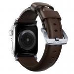 Curea din piele naturala NOMAD Traditional Band compatibila cu Apple Watch 4/5/6/7/8/SE/Ultra 42/44/45/49mm Brown/Silver 4 - lerato.ro
