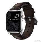 Curea din piele naturala NOMAD Traditional Band compatibila cu Apple Watch 4/5/6/7/8/SE/Ultra 42/44/45/49mm Brown/Silver 9 - lerato.ro
