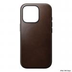 Carcasa NOMAD Modern Leather MagSafe compatibila cu iPhone 16 Pro Rustic Brown Horween 3 - lerato.ro